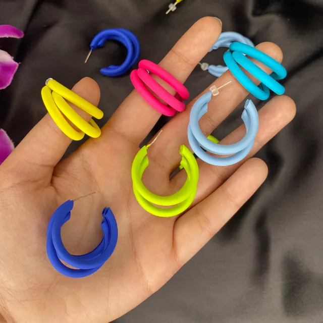 Triple Layered Open Hoops Colorful