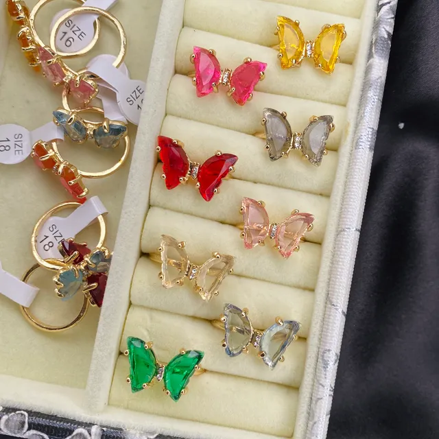 Crystal Butterfly Rings
