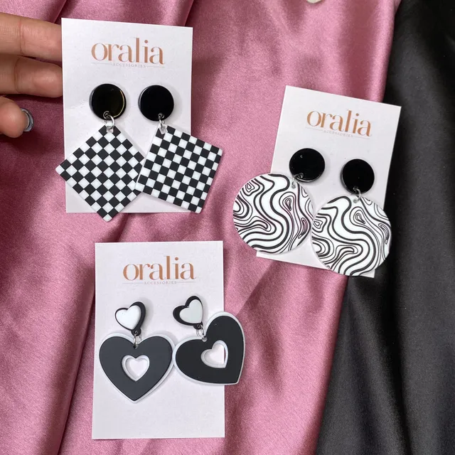 Quirky Black and White Earrings