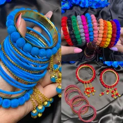 Velvet Bangles Set With Latkan  (Set of 20 Bangles)