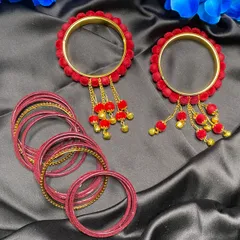 Velvet Bangles Set With Latkan  (Set of 20 Bangles)