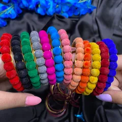 Velvet Bangles Set With Latkan  (Set of 20 Bangles)