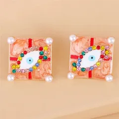 Statement Evil Eye Earrings with Multicolor Studs
