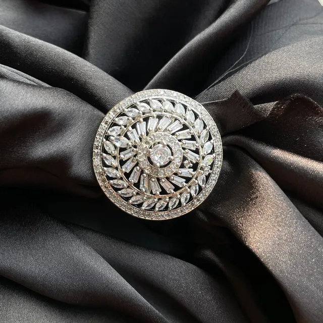 Designer Circle American Diamond Ring - Exclusive Valentine Collection