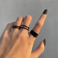 Set of 3 Adjustable Rings - Black