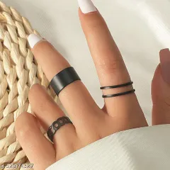 Set of 3 Adjustable Rings - Black