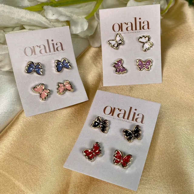 Butterfly Colourful Studs ( Pack of 6 Pairs )