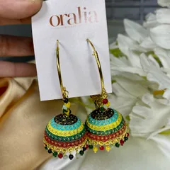 Colourful Quirky Golden Jhumka