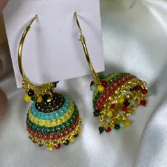 Colourful Quirky Golden Jhumka