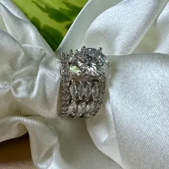 Broad American Diamond Adjustable Ring - 3
