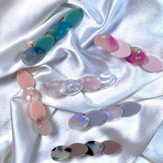 Marble Hair Clips - Ovals Design