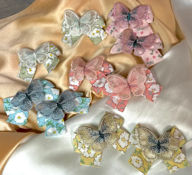 Floral Bows with Butterflies Pair