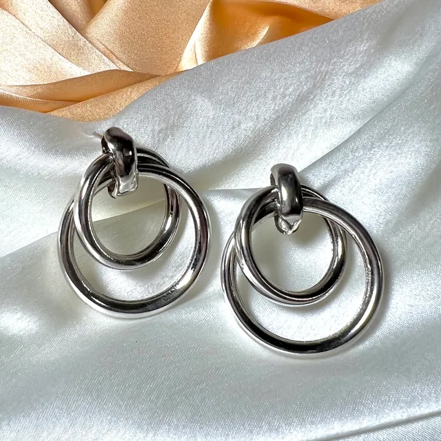 Double Layered SIlver Earrings