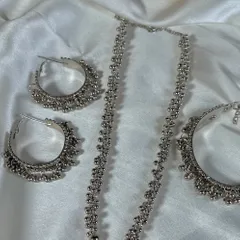Sleek Oxidised Ghunghroo Necklace with Earrings and Bracelet
