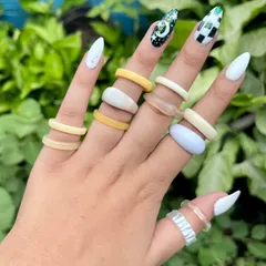 Funky Colourful White Resin Rings