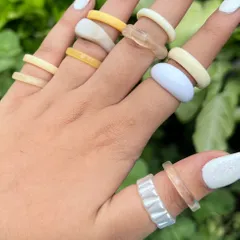 Funky Colourful White Resin Rings