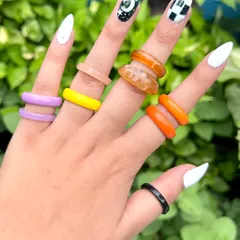 Funky Colourful Resin Rings - Multicolour
