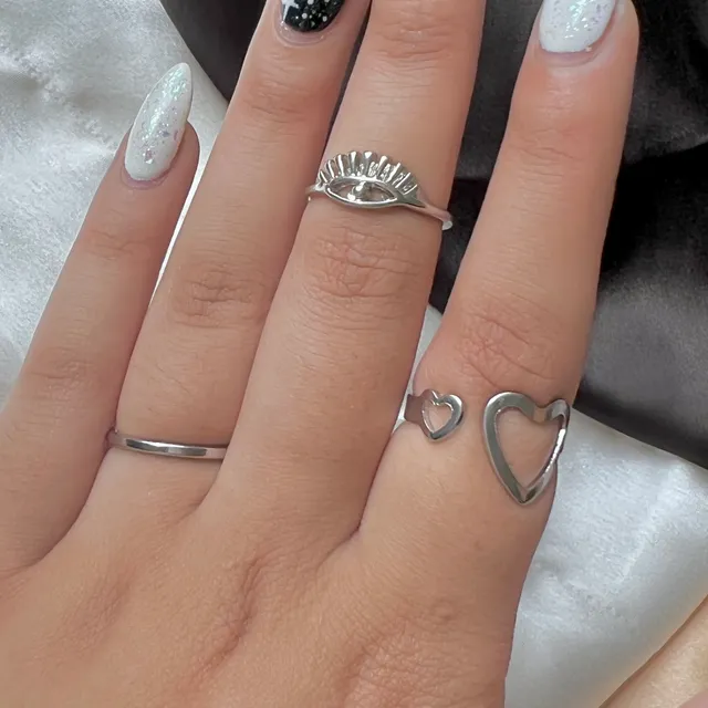 Trendy Silver Ring Set of 3 (d-3)