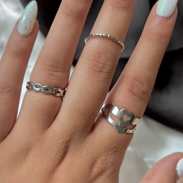 Trendy Silver Ring Set of 3 (d-4)