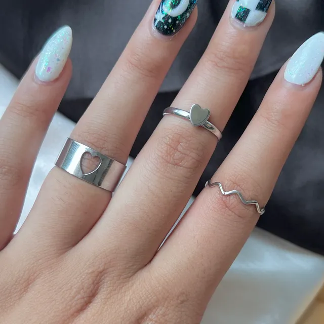 Trendy Silver Ring Set of 3 (d-5)