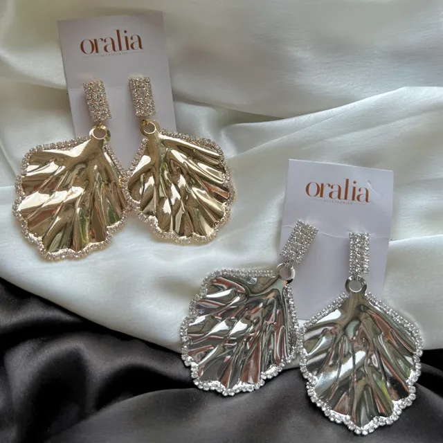 Shell Foil Earrings with Diamonds