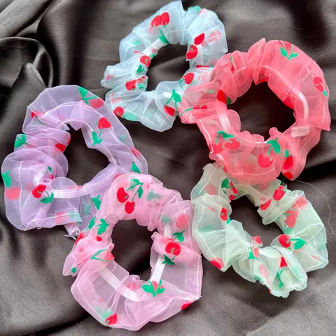 Cute Organza Scrunchies - Cherry Printed 🍒