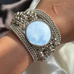 Broad Ghunghroo Bracelet with Mirror