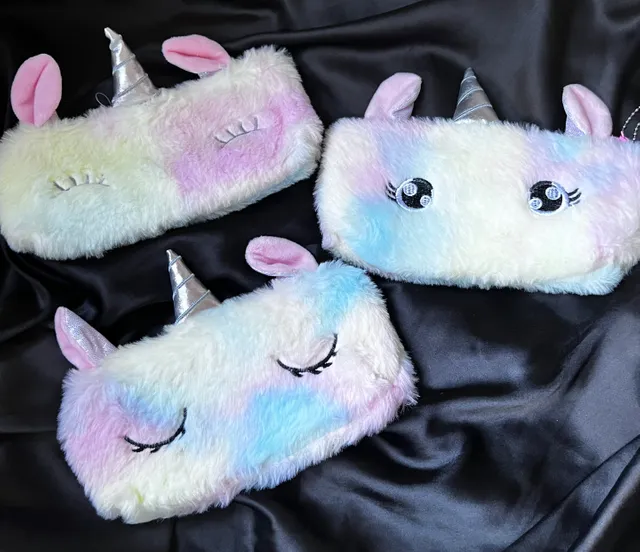 Tie Dye Pastel Unicorn Pouch with holographic horn