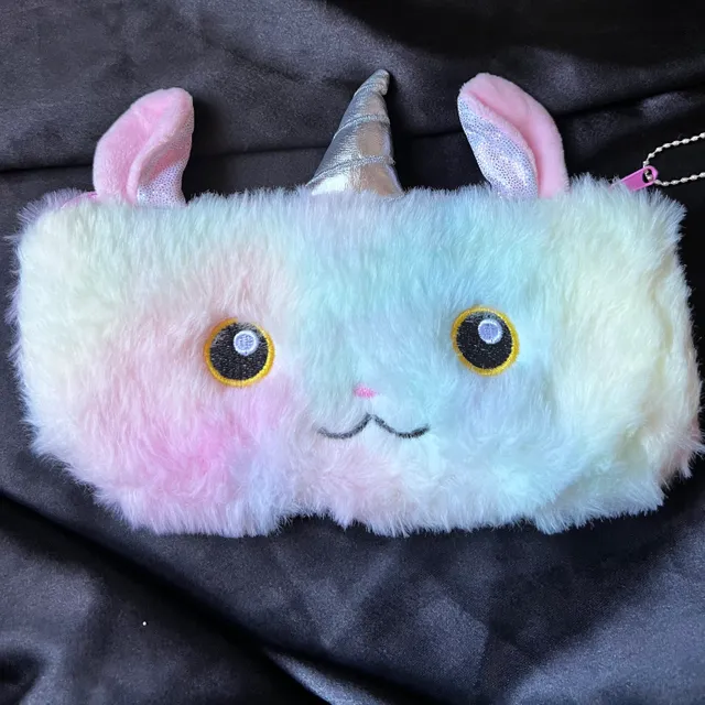 Tie Dye Pastel Unicorn Pouch with holographic horn