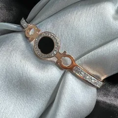 Premium Antitarnish Rose Gold Black Circle Bracelet