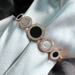 Premium Antitarnish Rose Gold Black Circle Bracelet