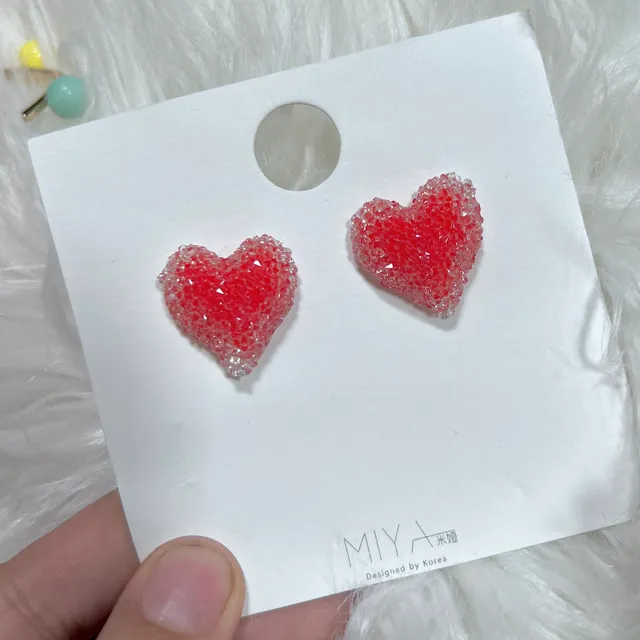 Premium Red Heart Korean Earrings (d-7)