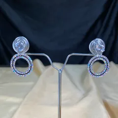 Holographic Zircon Round Earrings
