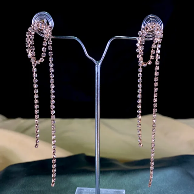 Rosegold Minimal Stone Sleek Dangling Earring (D-3)