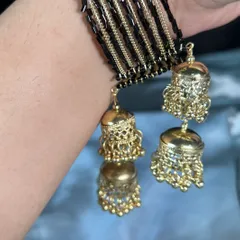 Golden Black Layered Bracelet with Hanging