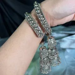 Oxidised Bracelet With Hanging ( Pair )