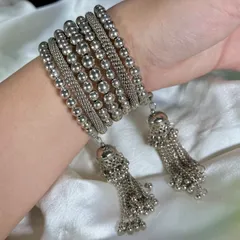 Layered Oxidised Bracelet With Hanging