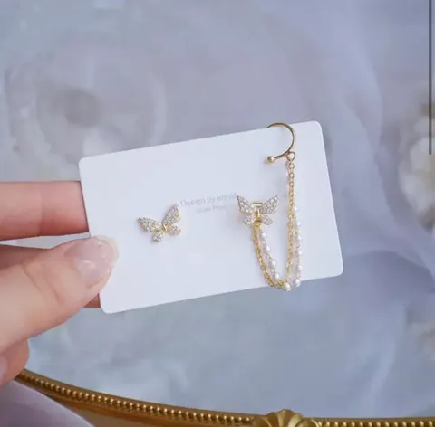 Butterfly Earcuff Earrings ( Silver / Golden )