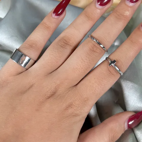 Simple Silver Rings set of 3 ( d-14 )