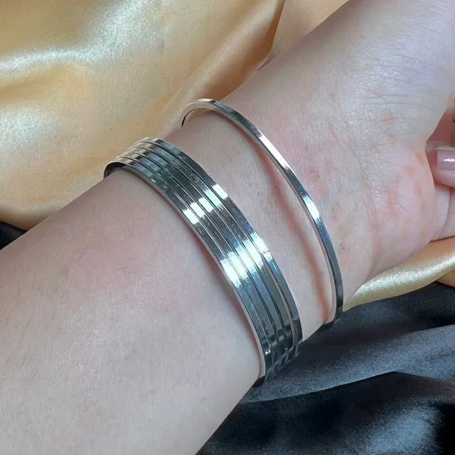 Simple Silver Round Bangles ( pack of 6 )