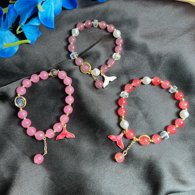 Beaded Pink Multiple Charm Bracelet