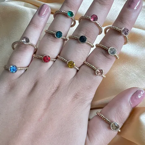 Colourful Stone Mini Trendy Rings ( Random )