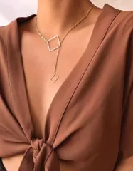 Double Square Golden Necklace