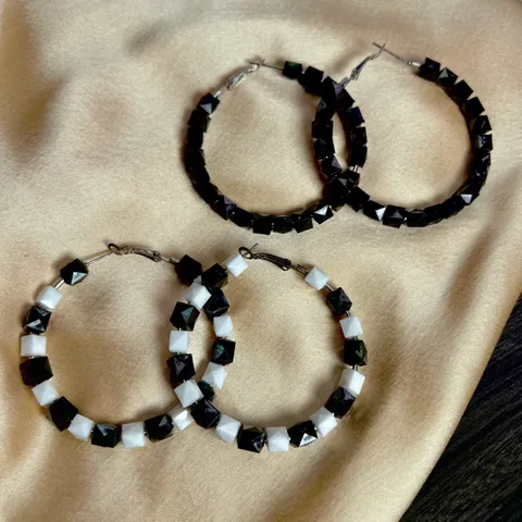Square Beaded Round Hoops