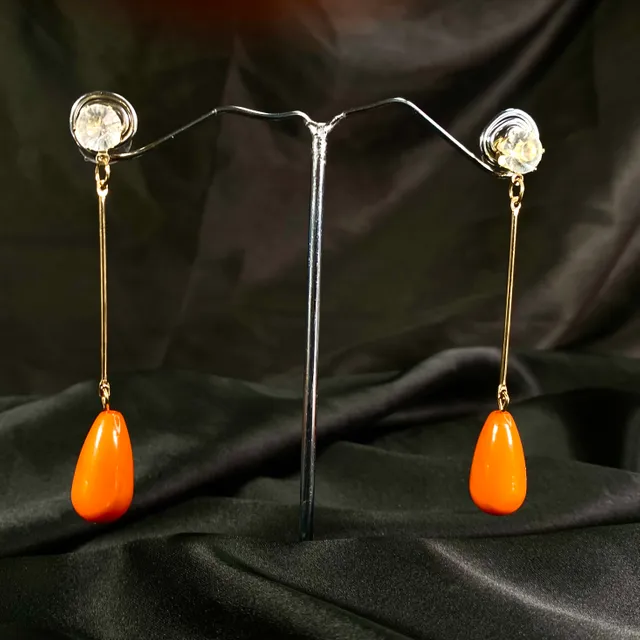 Long Tear Drop Earrings (Orange)