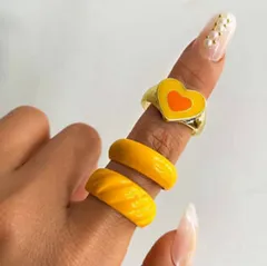 Y2K Colourful Yellow Trendy Rings