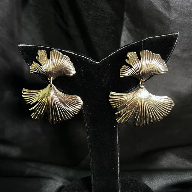 Golden Foil Leaf Earrings