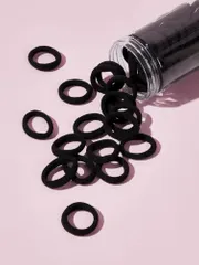 Mini Plain Black Hair Rubber Bands (150pcs Pack)