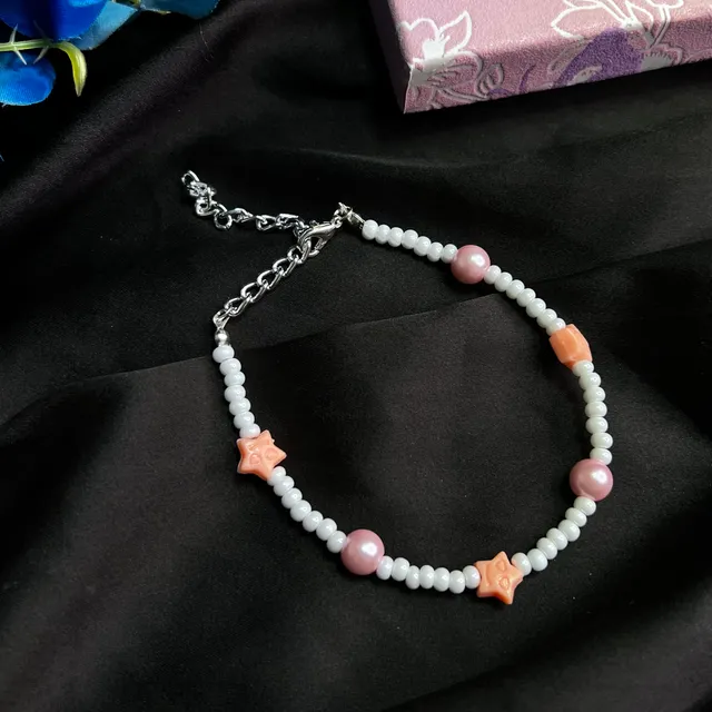 White Small Beads Bracelet With Star