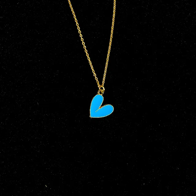 Cute Blue Heart Charm Necklace